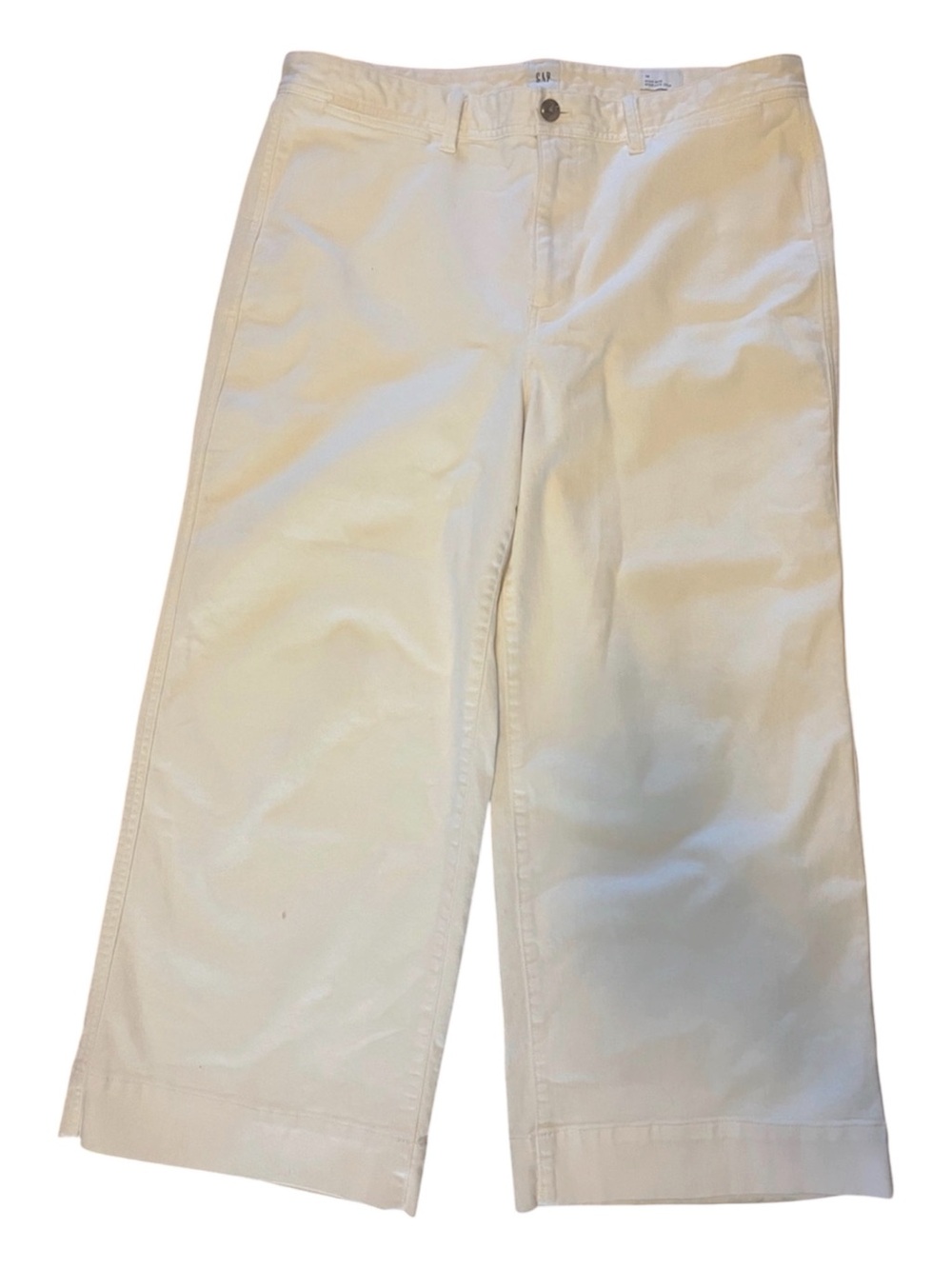 GAP Women’s High Rise Wide-Leg Crop Jeans Cream 16 EUC Preppy Casual Minimalist